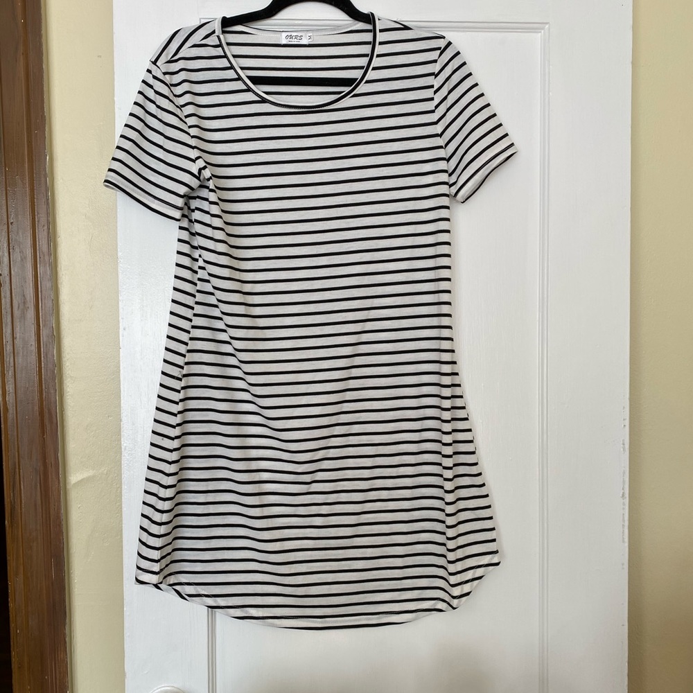 Black and white striped dress